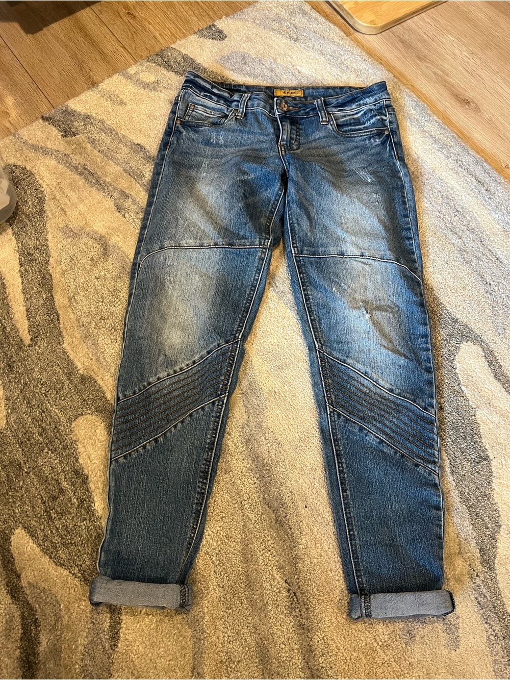 STS Blue Distressed Boyfriend Moto Jeans - Medium Wash Blue
